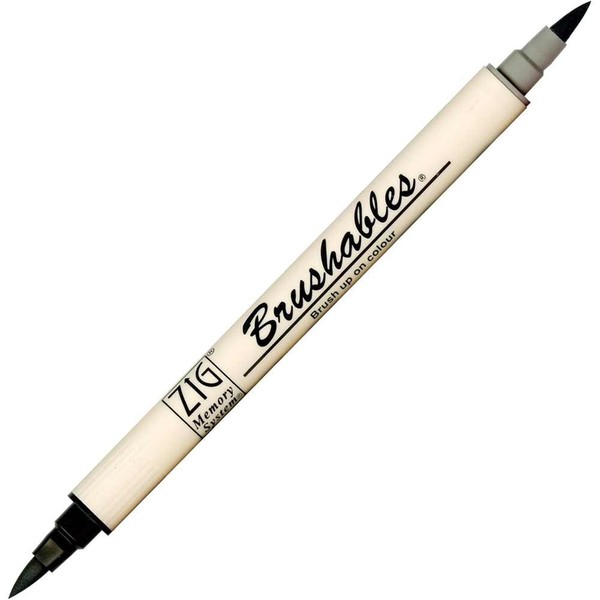 Kuretake Zig BRUSHABLES BLACK, TWO-TONED pen, Twin brush tips, Waterproof when dry, No mess, Photo-Safe, Acid Free, Lightfast, Odourless, Xylene Freeing, Archival Quality, Made in Japan