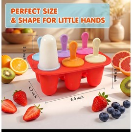 Ice Lolly Moulds, 6 Cavity Ice Lolly Moulds with Sticks and Drip Guards