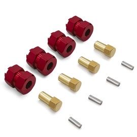 JGGZONE 4Pcs Aluminum Extended 7mm Hex Wheel Hubs Extension Adaptor Combiner Coupler+4MM Extenders for Axial SCX24 Upgrade 1/24 RC Crawler Scx24 Upgrades Parts (Red)