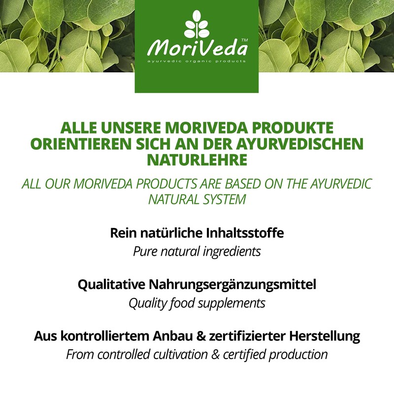 MoriVeda Moringa Powder 500 g, Vegan and Gluten-Free, Micro-Fine Oleifera
