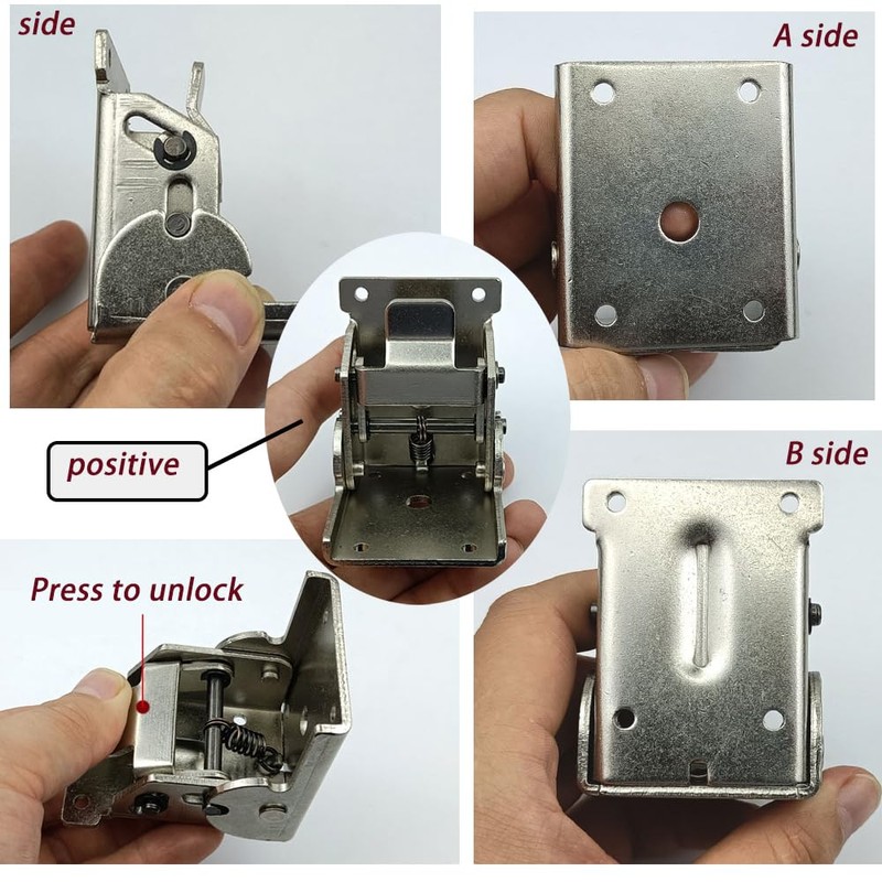 2 Pack 90 Degree self-Locking Folding Hinge Lock Steel Foldable