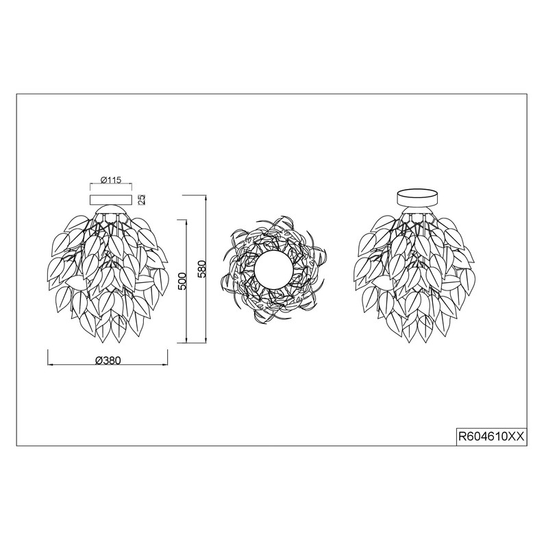 Reality Leuchten Leavy R60461032 Ceiling Light Metal Black Plastic Shade