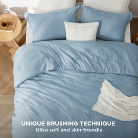 Bedsure King Size Comforter Set - Storm Blue Soft Bedding for All Seasons, Cationic Dyed Bed Set, 3 Pieces, 1 King Size Comforter (104"x90") and 2 Pillow Shams (20"x36"+2")