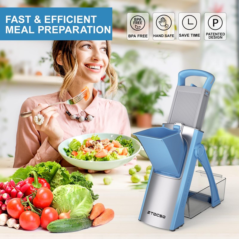 ZTQCSQ Upgraded version Mandoline Slicer for Kitchen &Safe Vegetable Chopper