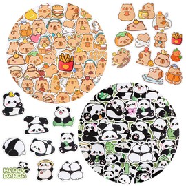 OAOSDH 100 Panda Stickers and 100 Capybar Stickers, Cute Cartoon Stickers, Children's Stickers, Decorative Stickers