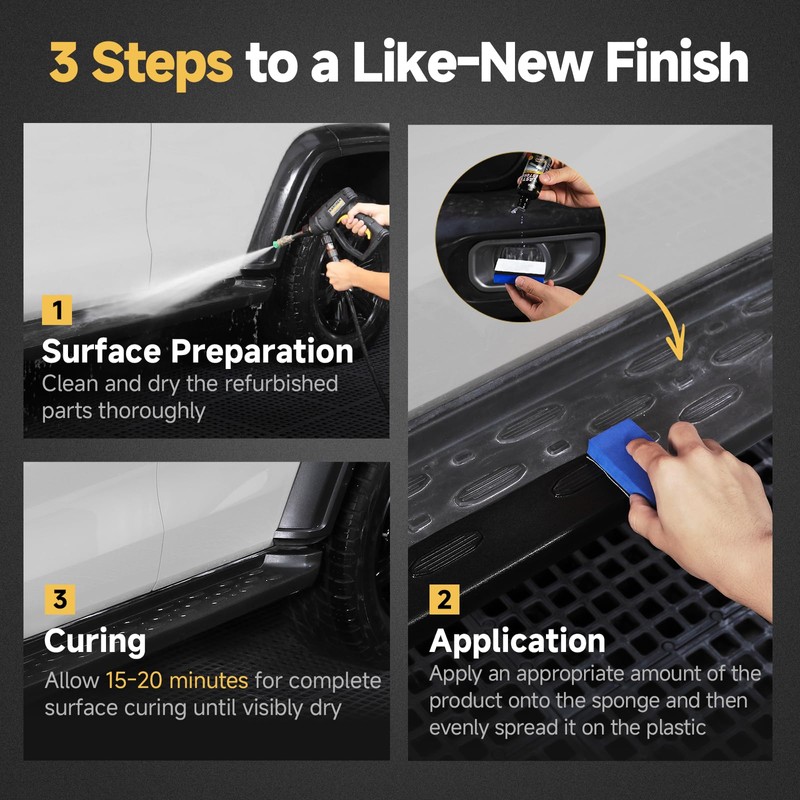 Toretark Plastic Restorer for Cars, Not a Dressing, Black Trim