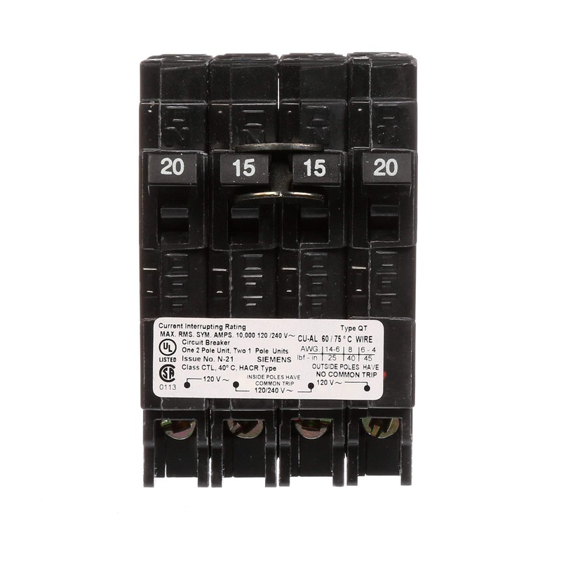 SIEMENS Q22015CT 20/15A 240V 4P 10K NEW QUAD