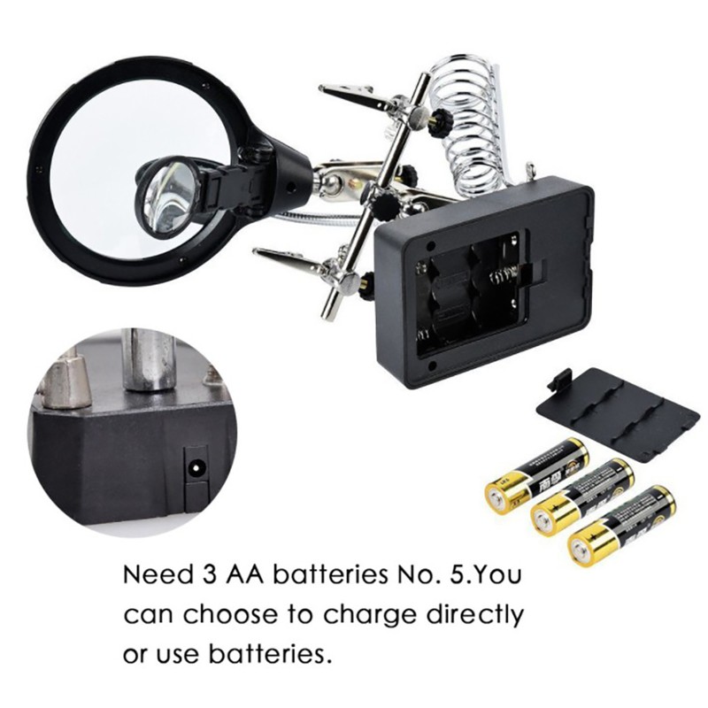Desktop Magnifier Glass Soldering Station LED Light Magnifying Glass Stand