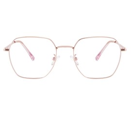 Laurinny Blue Light Filter Glasses Women Men Without Prescription Anti-Reflective Retro Hexagon Blue Light Blocking Glasses Gaming Screen Glasses (Rose Gold)