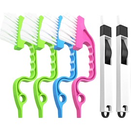 Crevice Gap - Herramienta de cepillo para polvo de limpieza, 6 piezas de herramientas de limpieza de ranura de mano, 2 en 1 cepillos de limpieza de recogedor de polvo, kit de cepillos de limpieza de