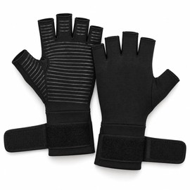 Fingerless Compression Gloves with Adjustable Wrist Strap – Hand Support Gloves for Typing and Daily Tasks, 1 Pair for Adults