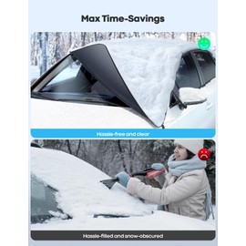Lamicall Windshield Cover for Ice and Snow - [ Magnetic Fit][ 1S Snow Removal][ Ultra Waterproof] Heavy Duty 800D Oxford Fabric, 4X Stable, Winter Car Gifts Accessories for Most Cars, SUV (62"x48")