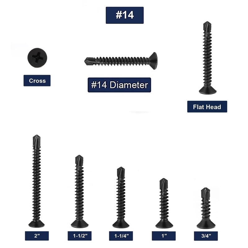 #14 x 1-1/2" Sheet Metal Screws 100Pcs 410 Stainless Steel