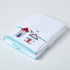 HOMESCAPES Beach Hut Embroidered Bath Towel Blue, Red & White