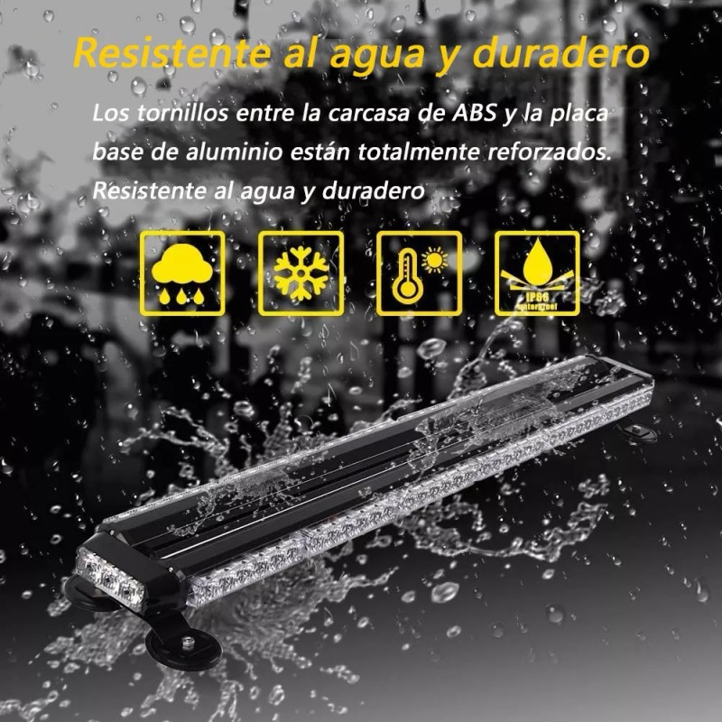 PUNKZZ Barra Torreta Estrobo Codigo Leds Con Base Magnética 38