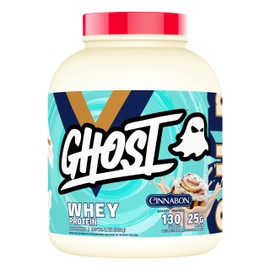 GHOST Proteína de suero en polvo, cinabon, tubo de 4 libras, 25 g de proteína, aislado con sabor a rollo de canela, mezcla de proteína de suero hidrol