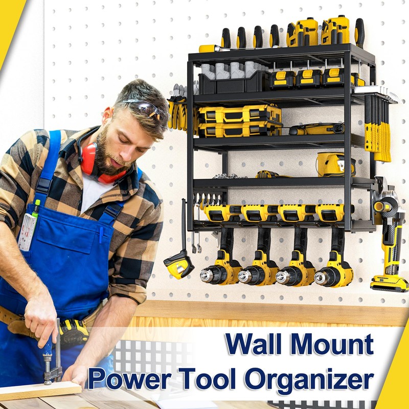 jsyonii Power Tool Organizer, 5 Layer Drill Holders Wall Mount,