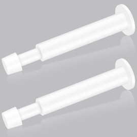 Door Stopper, White Door Stop, Wall Mounted Stainless Steel Door Stops with Soft Rubber Bumper Buffer Metal Heavy Modern Door Holder Protector, Doorsops for Skirtings, 2 Pack