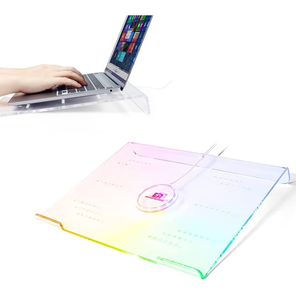 Laptop Stand Acrylic Laptop Stand 366 RGB Light Clear Tablet Tray Keyboard Stand Honeycomb Cooling 40*28*5 cm