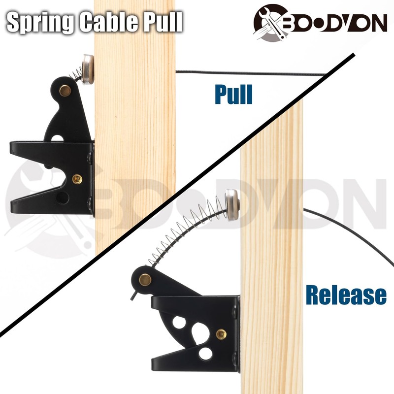 BOODVON Gate Latch Cable Pull with Spring, Metal Gate Opener