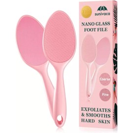 Sunibaka 배수 스탠드가 없는 수니바카 양면 유리 발 파일 캘러스 리무버(핑크) [2 Sided-Pink-SE] Dual-Sided Glass Foot File Callus Remover without Drain Stand (Pink) [2 Sided-Pink-SE]