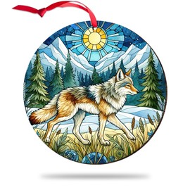 MUCHNEE Coyote Christmas Ornament 2024, Coyote Gifts for Men Women Coyote Lovers, Xmas Keepsake Gifts for Wild Animals Wolf Lovers Girls Boys Friends Family, Ornament Hanging Xmas Tree Decorations
