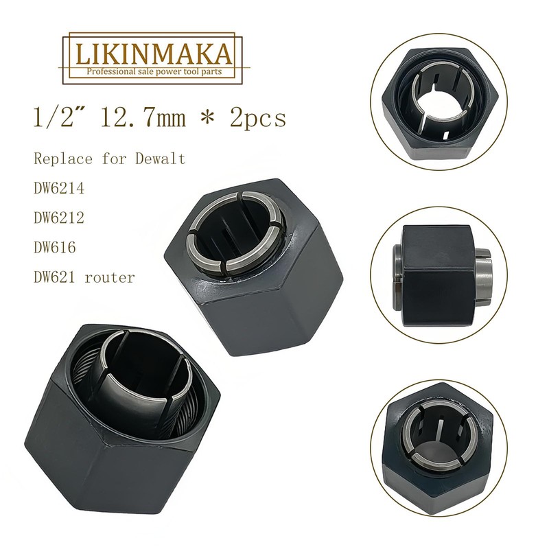 1/2”12.7mm and 1/4”6.35mm Collet Chuck And Nut Replace for Dewalt