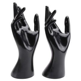 Cabilock 2 pieces hand shape ring holder hand chain stand jewellery organiser female mannequin hand necklace bracelet display rack for home shop decoration black
