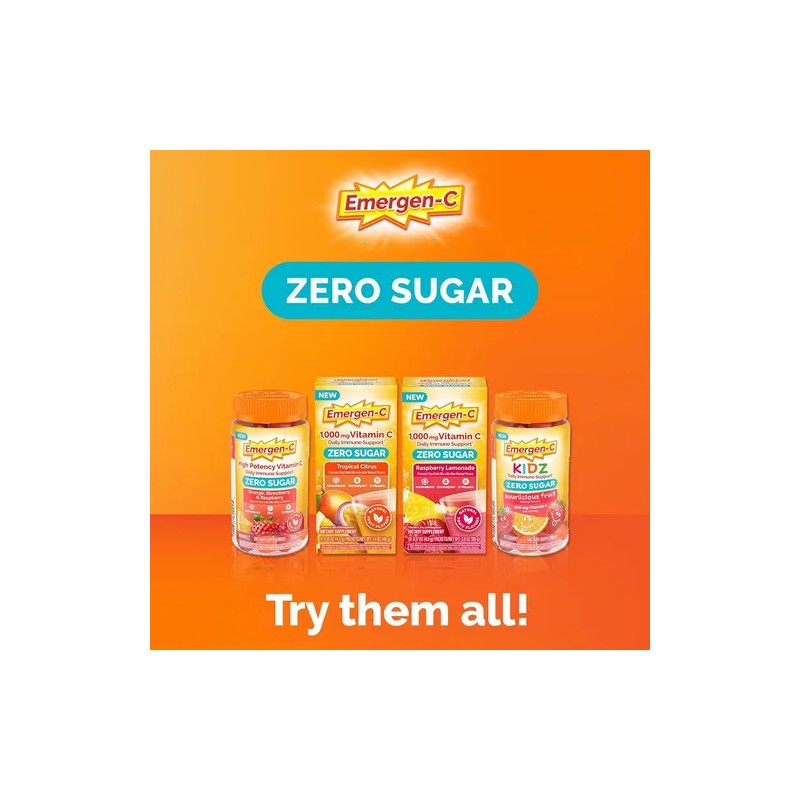 Vitamina C Emergen-C Zero Sugar: Gomitas Sin Azúcar para Inmunidad