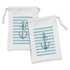 Ambesonne Striped Fabric Pouch Set of 2, Ship Anchor Chain