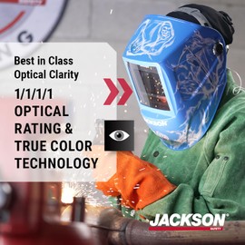 Jackson Safety Premium Graphic Welding Hood with ADF - Ultra Lightweight Auto Darkening Welding Helmet - ANSI Z87.1 (Multiple Styles)
