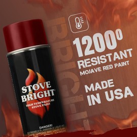 Stove Bright High Temp Paint Mojave Red | Heat Resistant Spray for Wood Stove BBQ Grill Fireplace Engine | Satin Finish | Rust Resistant Metal Coating | Withstands 1200°F | Primer Friendly