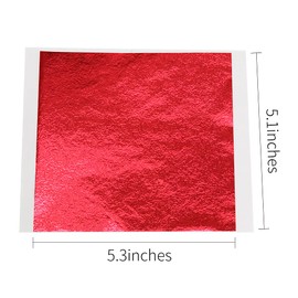 Red Gold Leaf Sheets, 5.11" Red Gilding Gold Foil for Paintings, Arts Crafts, Nail DIY, Furniture, Multiple Decoration 100 Sheets