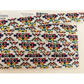 Jacquard Woven Ethnic Multi, JR 603, Width : 1" (25mm)- 5 Yards