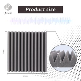 Sound Proofing Panels 12 Pcs Acoustic Panels, Sound Absorbing Panels 2" X 12" X 12" High Density Wedges Acoustic Foam Panels Fireproof Acoustic Wall Panels for Recording Studio, Home, Offices (Grey)