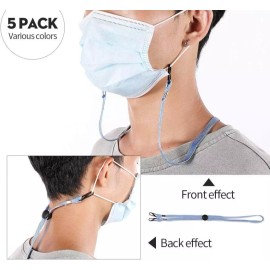 XInNGPnN Adjustable Face Mask Holder Lanyards Around Neck 5 Pack for Men, Women & Kids