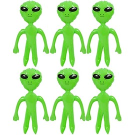 Quickdraw 6 x Inflatable Alien 64cm Large Green Sci-Fi Space UFO Martian Blow Up Aliens Party Decoration Accessory Prop