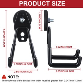 Landhoow 6 Pcs Magnetic Hooks Heavy Duty Large Garage Magnet Hooks Strong Storage Utility Magnetic Hooks with Anti Slip Rubber Coating for Indoor and Outdoor Hanging (Black)