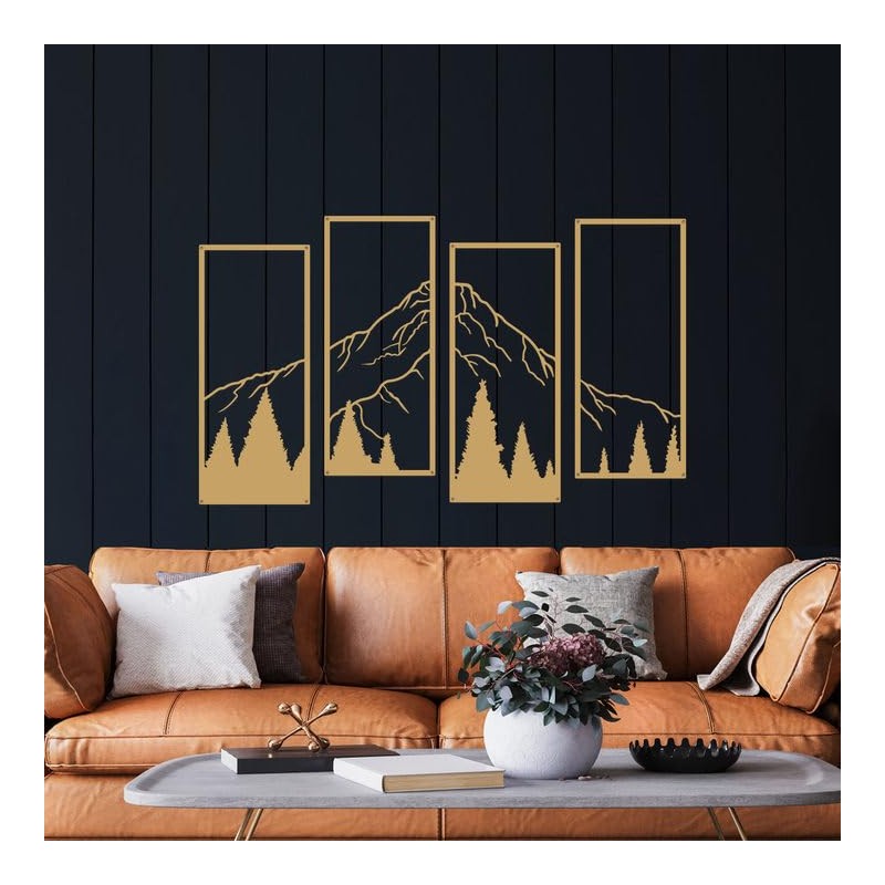 ruelen 4 Pcs Metal Mountain and Forest Wall Decor Line