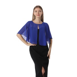 Chiffon Capelet Women's Soft capes Shawls and Wraps for Evening Dress Wedding Cape Cover Up (Royal Blue)