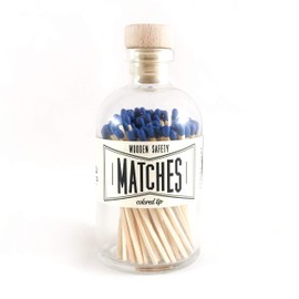 Made Market Co. Matches in Apothecary Botle | Approx. 100 Wooden Black Tip Safety Matchsticks for Candle & Decor | Fancy 3.5" Match Sticks | Glass Jar Holder with Cork & Striker (Large)