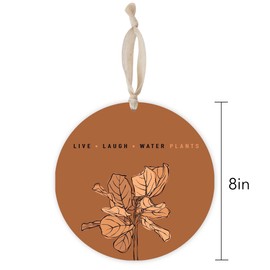 Orange Fiddle Leaf Fig Tree, Joyride Home Decor, Joyride Home Décor Ornament, 8 Inch Wooden, Round Ornament with Jute Ribbon, Christmas Decor, Home Decor, Artist Designed.