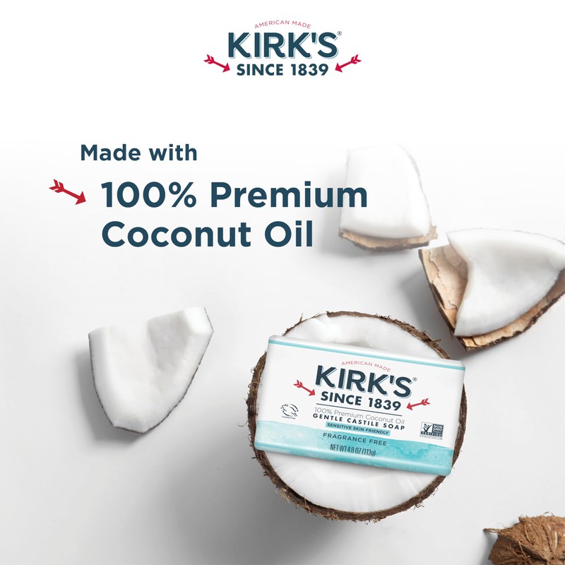 Castile Bar Soap by Kirk’s | Clean Soap for Men,