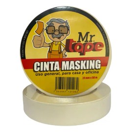 Cinta adhesiva multiusos Mr Tape MSK-001 color crema diseño masking tape 50m x 2.4cm