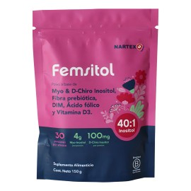 Femsitol Myo Inositol y D-Chiro Inositol 150g (30 porciones) Nartex Suplemento Mujer Balance Hormonal, Piel Sana Y Sndrome De Ovario Poliqustico      
