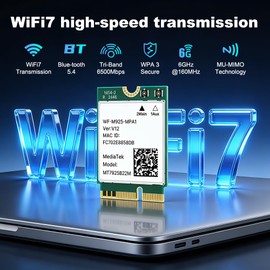 WiFi 7 Card 6.5Gbps MT7925 for Gaming 4K Streaming M.2 2230 Windows 11/10