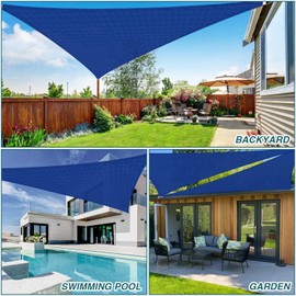 ECOOPTS 15'x25'x29' HDPE Sun Shade Sail Right Triangle Canopy Shades for Outdoor Patio Pergola Cover Blockage 95% UV Resistant(Blue)