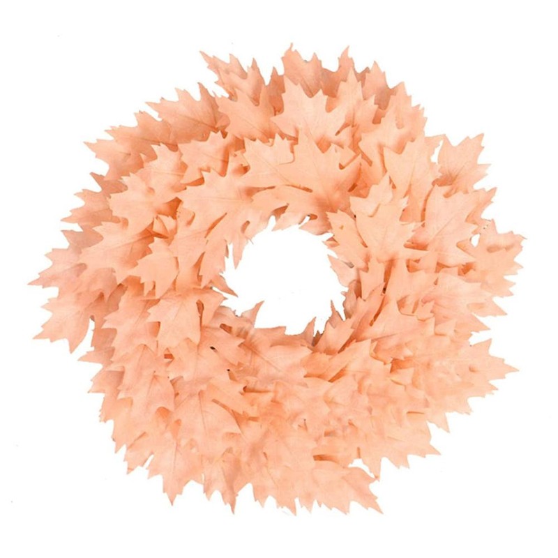 Christmas Door Wreath Artificial Hanging Garland Pink Maple Leaf Wreath