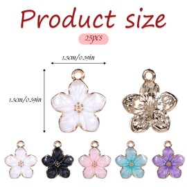Piriuuo Pack of 25 Enamel Flower Pendants, Jewellery Making Pendants Flowers Colourful Flowers Themes Flower Charms Daisy Cherry Dangle Alloy Charm for Necklace Earring Bracelet DIY Crafts