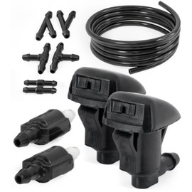 Click&Fit Windshield Washer Nozzles Extended Kit compatible with Toyota Sienna Tacoma Solara 2004-2010, Corolla 05-12, Camry Tundra 00-05 – Wiper sprayers, 2 Check valves, Rubber Hose, Connectors